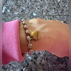Ball chain heart charm bracelet